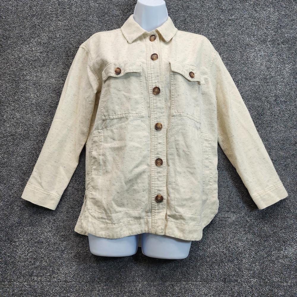 Madewell Women's Speckled Cotton Shacket Utility Workwear Cottagecore Coastal XS